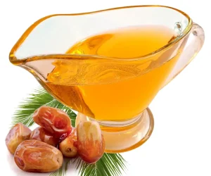 Glass jar filled with pure Date Liquid Sugar – Healthy sugar alternative