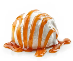 Scoop of ice cream drizzled with premium Date Liquid Sugar from 100% dates